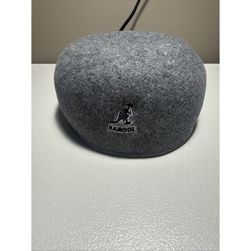 Kangol Carrimac Cap Mens Small Heather Grey 100% Wool Flat Hat 8130HT02 Vintage